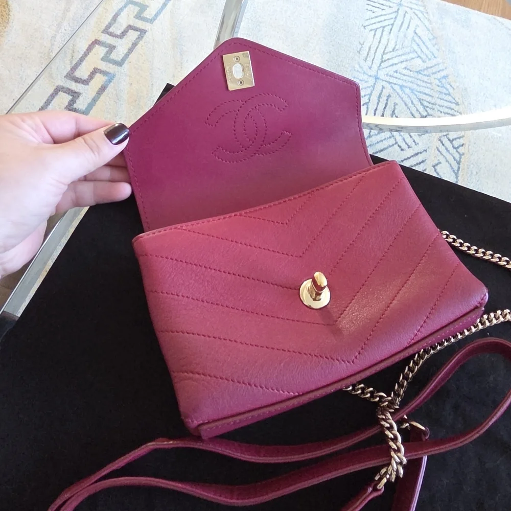 Chanel Burgundy Leather Crossbody Bag